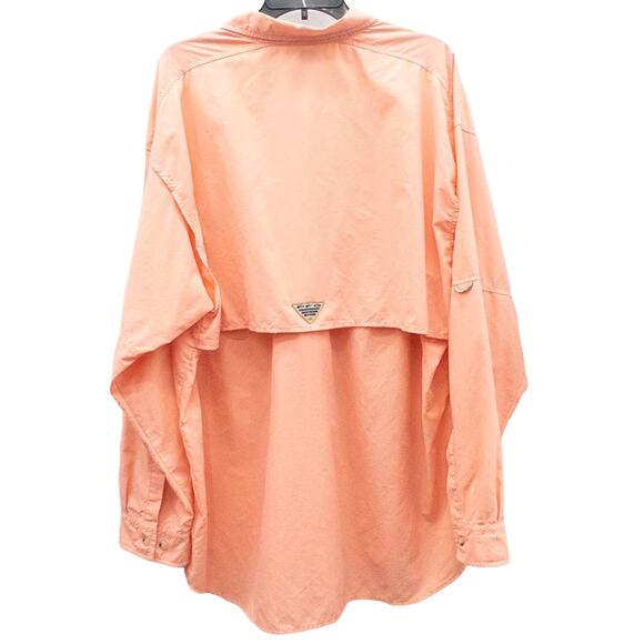 Columbia Mens XL Long Sleeve PFG Button Down Back Vent Shirt Light Salmon - Picture 2 of 4